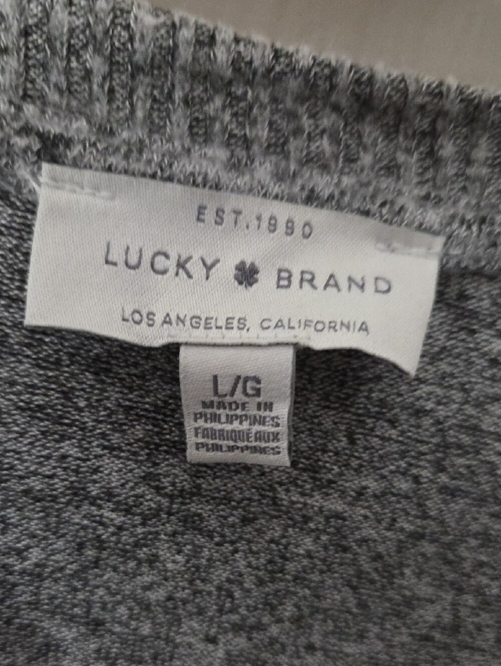 Lucky Brand Heather Gray V-Neck Sweater - Picture 2 of 2
